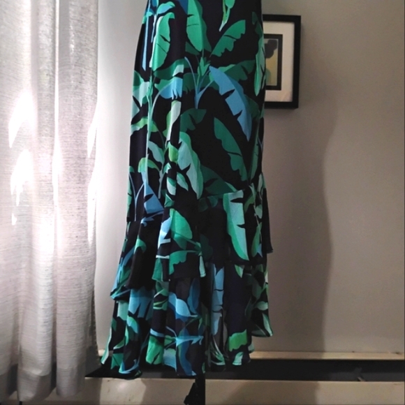Tommy Hilfiger Tropical Leaf Print High-Low Dress, Sz 16 - Picture 9 of 14